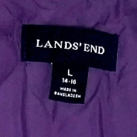 Lands’ End Women’s Goose Down Puffer Vest Purple Sz LARGE 14-16 - Picture 12 of 13